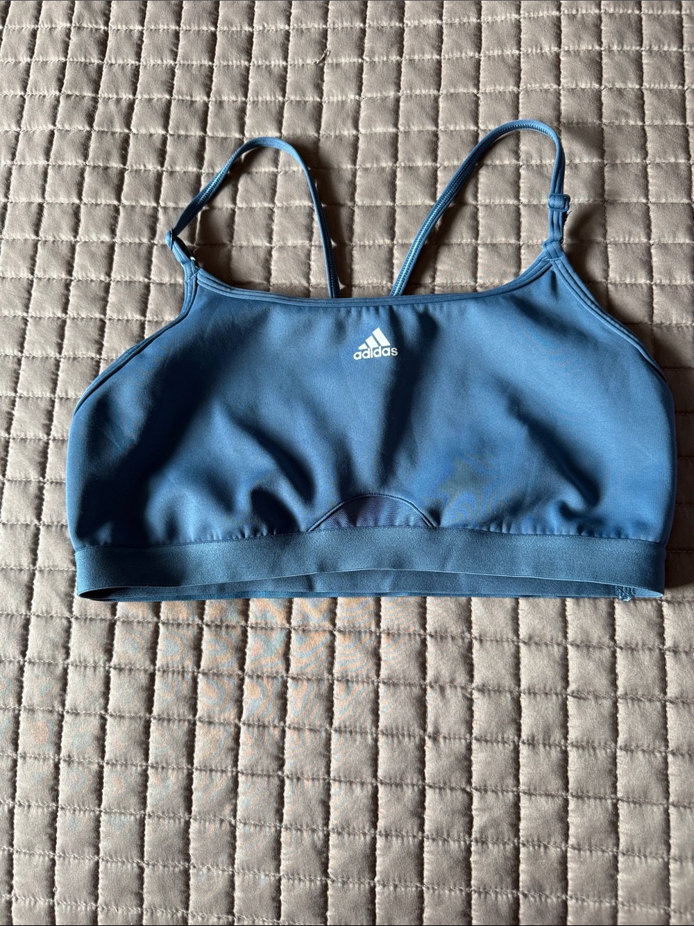 adidas Teal Blue Light-Support Sports Bralette with Thin Straps